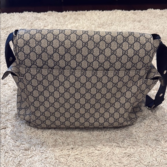 Authentic Gucci Beige and Navy Patterned Shoulder Bag